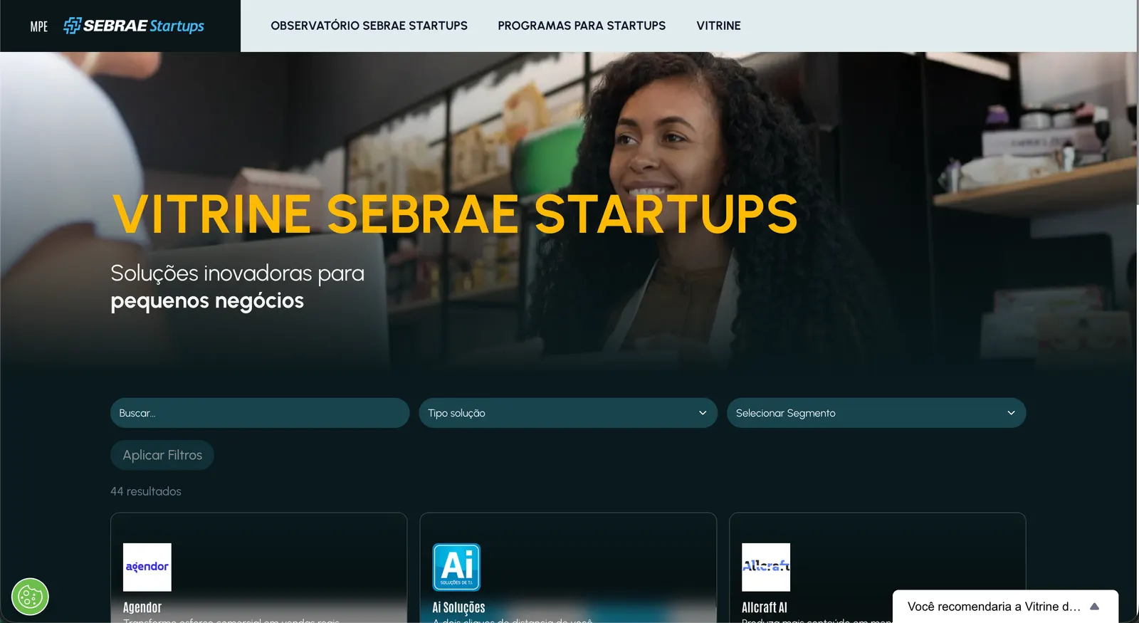 Vitrine Sebrae Startups · 1